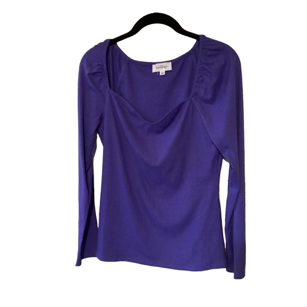 NWOT Stitch Fix Kaileigh Periwinkle Long Sleeve Ribbed Top Sweetheart Neckline L